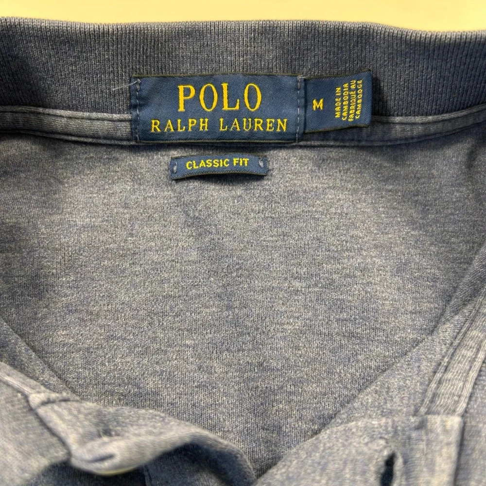 Polo Ralph Lauren Classic Fit Mesh Polo Short Slv Shirt Mens M Blue Gray Heather